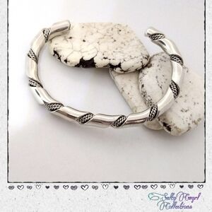 Vintage Navajo Solid Sterling Silver Wrapped Braided Cuff Bracelet